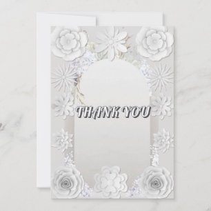 Embossed Floral Texture Thank You Wedding Card