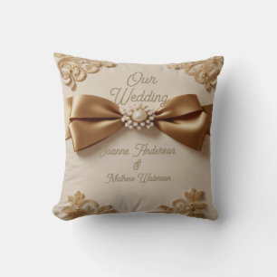 Embossed Floral Wedding Invitation – Satin Bow & G Cushion