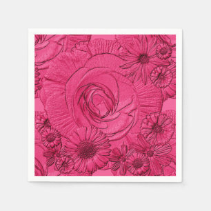 Embossed Flowers-Berry-COCKTAIL NAPKINS