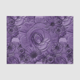 Embossed Flowers-Dark Purple-Tissue Wrapping Tissue Paper