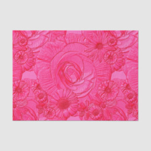 Embossed Flowers-Hot Pink-Tissue Wrapping Tissue Paper