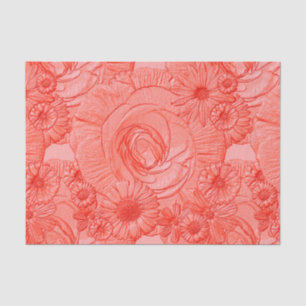Embossed Flowers-Tangerine-Tissue Wrapping Tissue Paper