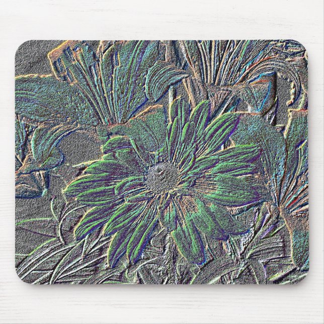 Embossed Flowers with Colour Mouse Mat (Front)