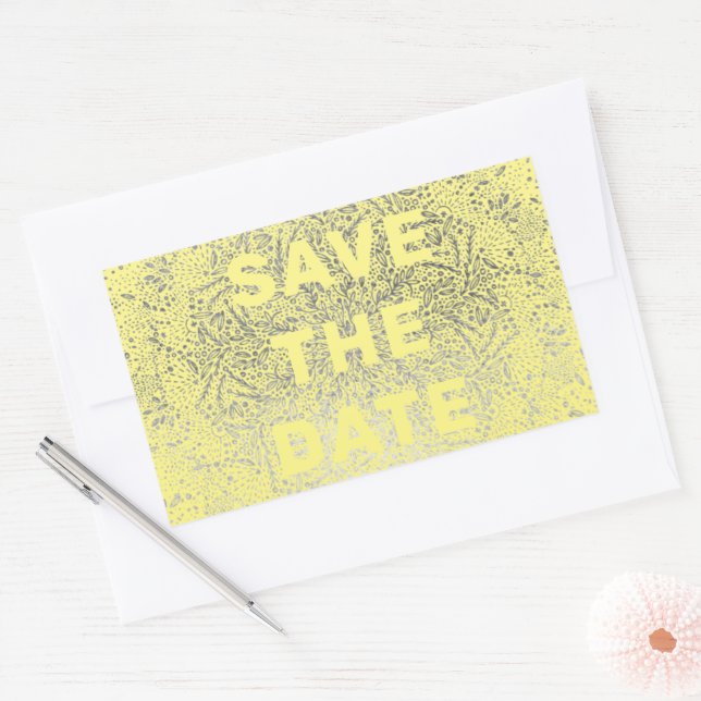 Embossed | Fun Yellow Summer Silver Gold Foil Rectangular Sticker (Envelope)