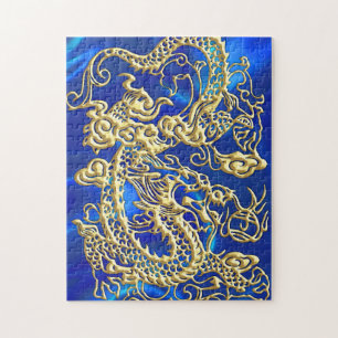 Embossed Gold Dragon Jigsaw Puzzle