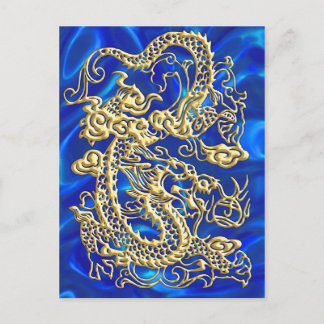 Embossed Gold Dragon Postcard