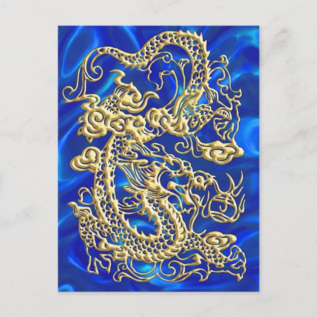 Embossed Gold Dragon Postcard (Front)
