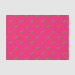 Embossed Gold Hearts-DARK PINK TISSUE WRAP PAPER