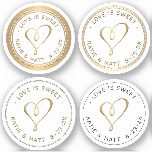 Embossed Gold Hearts Love is Sweet Wedding Favours (Front)