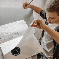 Embossed Gold Music Note on Black Return Address