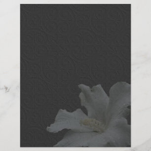 Embossed Hibiscus Black Floral Scrapbook Paper