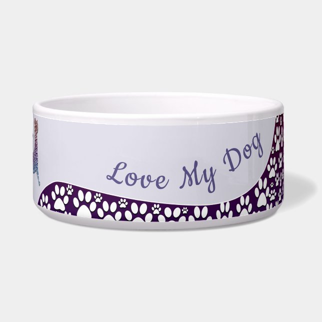 Embossed Indigo Gradient Paw Print Dog Outline (Front)