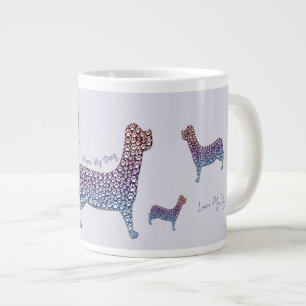 Embossed Indigo Gradient Paw Print Dog Outline Large Coffee Mug