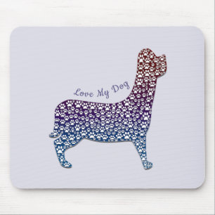 Embossed Indigo Gradient Paw Print Dog Outline Mouse Mat