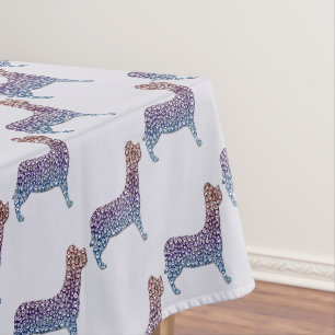 Embossed Indigo Gradient Paw Print Dog Outline Tablecloth