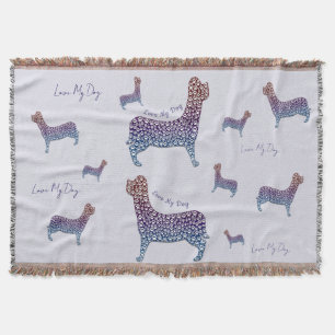 Embossed Indigo Gradient Paw Print Dog Outline Throw Blanket