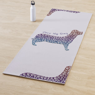 Embossed Indigo Gradient Paw Print Dog Outline Yoga Mat