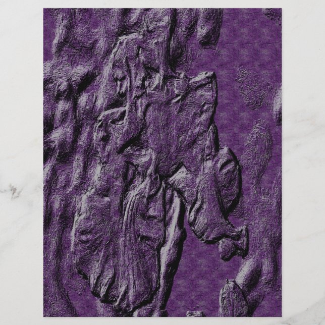 Embossed Iris Purple Floral Scrapbook Paper (Front)