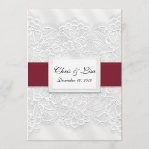 Embossed Lace Deep Red Bible Scripture Wedding 5x7 Invitation