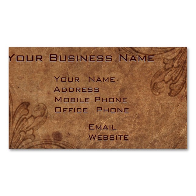 Embossed Leather Look Corporate Business Magnet (Front)