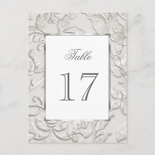 Embossed Look Damask in Off White Postcard (Front)
