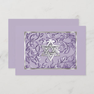Embossed Look Damask Lavender with Star Invitation