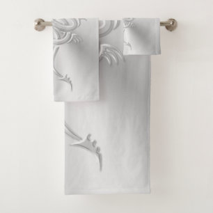 Embossed-look Eastern Dragon Bath Towel Set