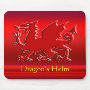 Embossed-look Red Dragon on red chrome-effect Mouse Mat