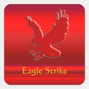 Embossed-look Red Eagle on red metallic-effect Square Sticker