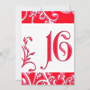 Embossed Look Red Sweet 16 Birthday Invitation