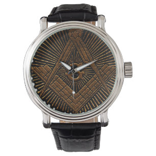 Embossed Masonic square and compass Watch