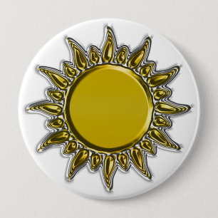 Embossed Metallic Gold Radiant Sun 10 Cm Round Badge