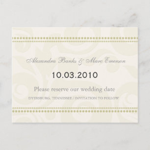 Embossed Pale green Save the Date Postcards