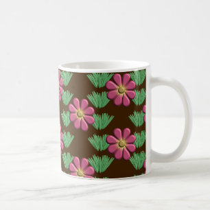 Embossed Pink Flower Design Coffee Mug