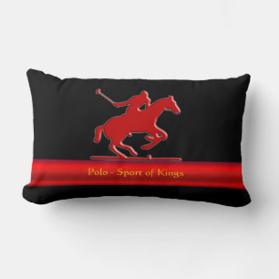 Embossed Polo Pony and Rider, red chrome-look Lumbar Cushion