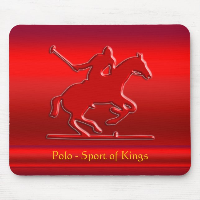Embossed Polo Pony and Rider, red chrome-look Mouse Mat (Front)