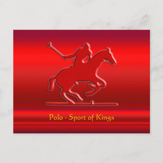 Embossed Polo Pony and Rider, red chrome-look Postcard