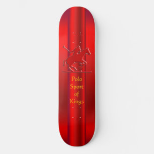 Embossed Polo Pony and Rider, red chrome-look Skateboard