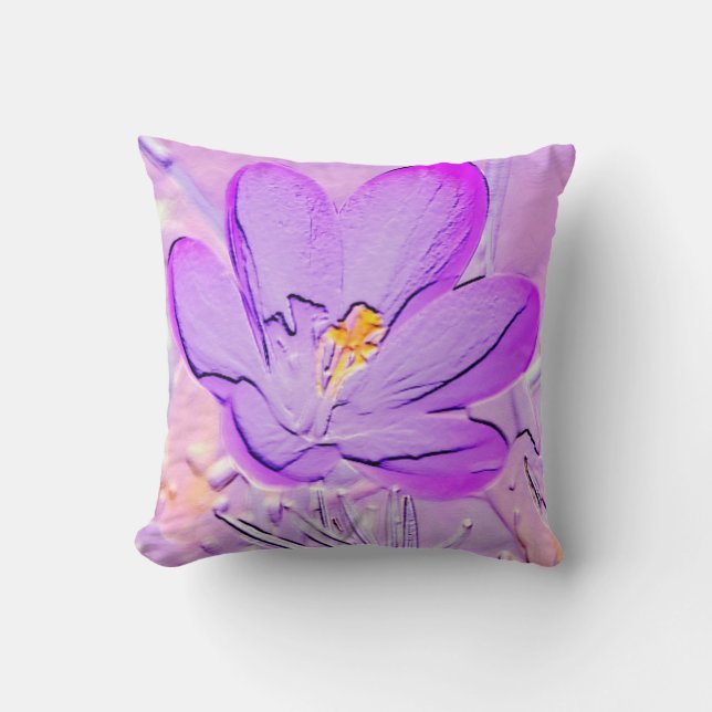 Embossed Purple Crocus Accent Pillow (Front)
