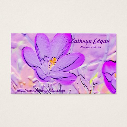 Embossed Purple Crocus Author Business Cards