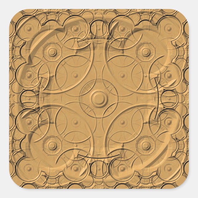 Embossed Rings on Gold Metal Sticker (Front)