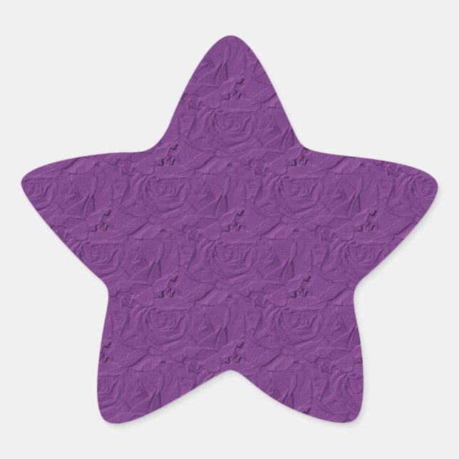 Embossed Roses Lavender Purple Star Sticker (Front)