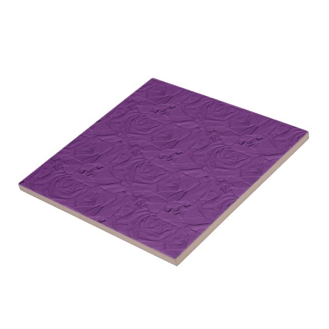 Embossed Roses Lavender Purple TILE (Side)