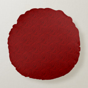 Embossed Roses, Red - Round Throw Pillow