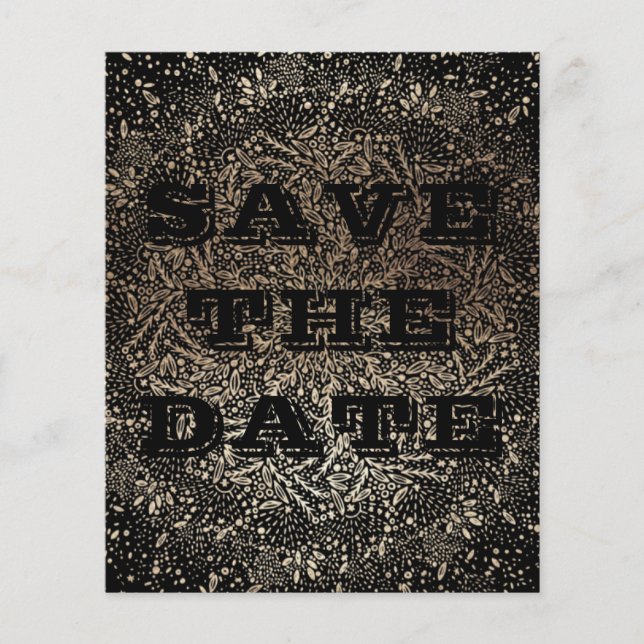Embossed save the date Elegant Black Gold budget Flyer (Front)