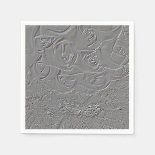 Embossed Wedding Bouquet with Rings Napkins