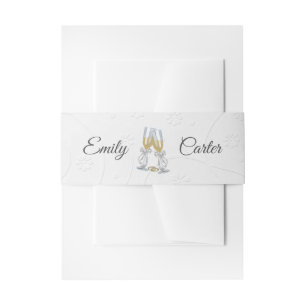 Embossed White and Champagne Toast Invitation Belly Band