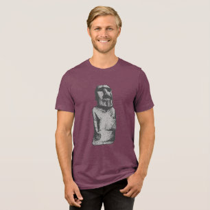 Embrace Ancient Wisdom: Moai Sculpture Tri-Blend Shirt