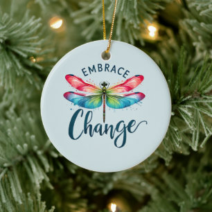 Embrace Change - Artistic Dragonfly Ceramic Tree Decoration