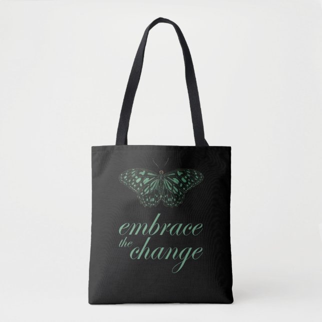 Embrace Change Green Tote Bag (Front)